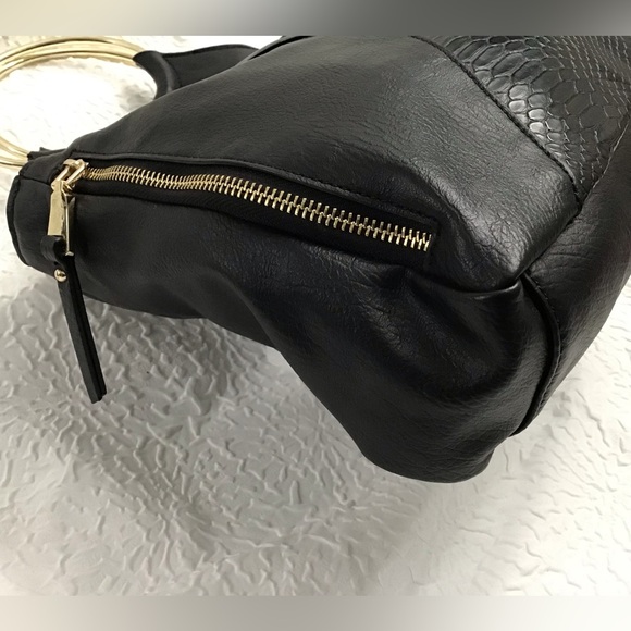 INC Dual Ring Handle Purse Clutch Faux Leather - Picture 7 of 15